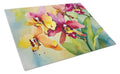 Orchids in Watercolor Cutting Board Tempered Glass Kitchen Cutting Surface, Heat Resistant Chopping, Non-Slip Feet, Food Prep & Serving
