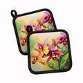 Orchids in Watercolor Pot Holder Set of 2 Heat Resistant Quilted Hot Pads 7.5 x 7.5 Inch, Insulated Kitchen Trivets for Cooking & Baking