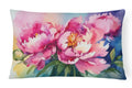 Peonies in Watercolor Decorative Throw Pillow 12x16 Indoor Outdoor Accent Cushion, Fabric Cover with Insert for Sofa, Bed, Porch & Living Room