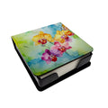Orchids in Watercolor PU Leather Note Paper Holder with Artist-Designed Cover, Desk Accessory, Office Gift
