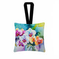 Orchids in Watercolor Hanging Square Fabric Ornament 3.5 × 3.5 Decorative Door-Knob & Tree Hanger, Soft Fabric