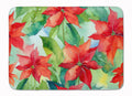Poinsettias in Watercolor Memory Foam Kitchen Mat Machine Washable Anti-Fatigue Cushion Comfort Bath or Kitchen Rug