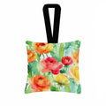 Ranunculus in Watercolor Hanging Square Fabric Ornament 3.5 × 3.5 Decorative Door-Knob & Tree Hanger, Soft Fabric