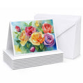 Roses in Watercolor Greeting Cards Pack of 8 Blank Cards with Envelopes Whimsical A7 Size 5x7