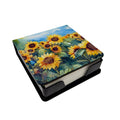 Sunflowers in Watercolor PU Leather Note Paper Holder with Artist-Designed Cover, Desk Accessory, Office Gift