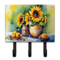 Sunflowers in Watercolor Leash or Key Holder Wall Hooks, Coat Rack Wall Mount, for Hanging Keys, Towels, Aprons, Leashes