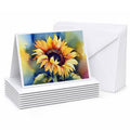 Sunflowers in Watercolor Greeting Cards Pack of 8 Blank Cards with Envelopes Whimsical A7 Size 5x7