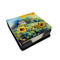 Sunflowers in Watercolor PU Leather Note Paper Holder with Artist-Designed Cover, Desk Accessory, Office Gift