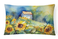 Sunflowers in Watercolor Decorative Throw Pillow 12x16 Indoor Outdoor Accent Cushion, Fabric Cover with Insert for Sofa, Bed, Porch & Living Room