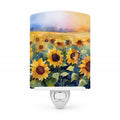 Sunflowers in Watercolor Ceramic Night Light Compact, UL-Certified, Ideal for Bedroom, Bathroom, Nursery, Hallway, Kitchen, 6x4x3, Multicolor