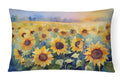 Sunflowers in Watercolor Decorative Throw Pillow 12x16 Indoor Outdoor Accent Cushion, Fabric Cover with Insert for Sofa, Bed, Porch & Living Room