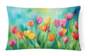 Tulips in Watercolor Decorative Throw Pillow 12x16 Indoor Outdoor Accent Cushion, Fabric Cover with Insert for Sofa, Bed, Porch & Living Room