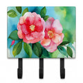 Alabama Camellia in Watercolor Leash or Key Holder Wall Hooks, Coat Rack Wall Mount, for Hanging Keys, Towels, Aprons, Leashes