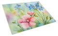 Alaska Forget-me-nots in Watercolor Cutting Board Tempered Glass Kitchen Cutting Surface, Heat Resistant Chopping, Non-Slip Feet, Food Prep & Serving
