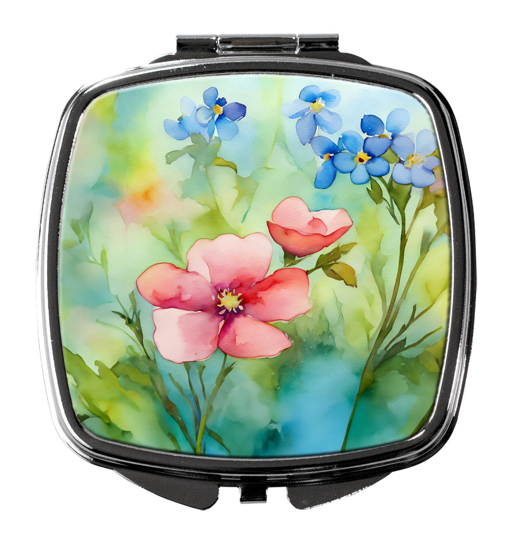 Alaska Forget-me-nots in Watercolor Compact Mirror Decorative Travel Makeup Mirror for Women Girls Gifts Pocket Makeup Mirror Folding Handheld