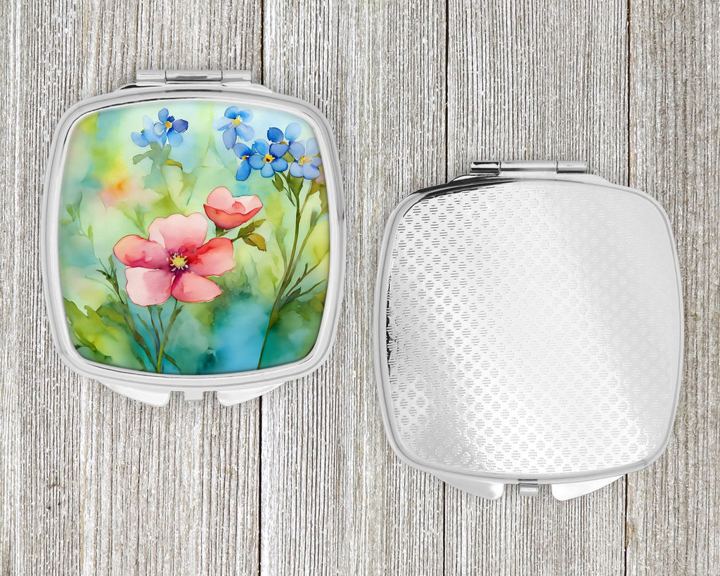 Alaska Forget-me-nots in Watercolor Compact Mirror Decorative Travel Makeup Mirror for Women Girls Gifts Pocket Makeup Mirror Folding Handheld