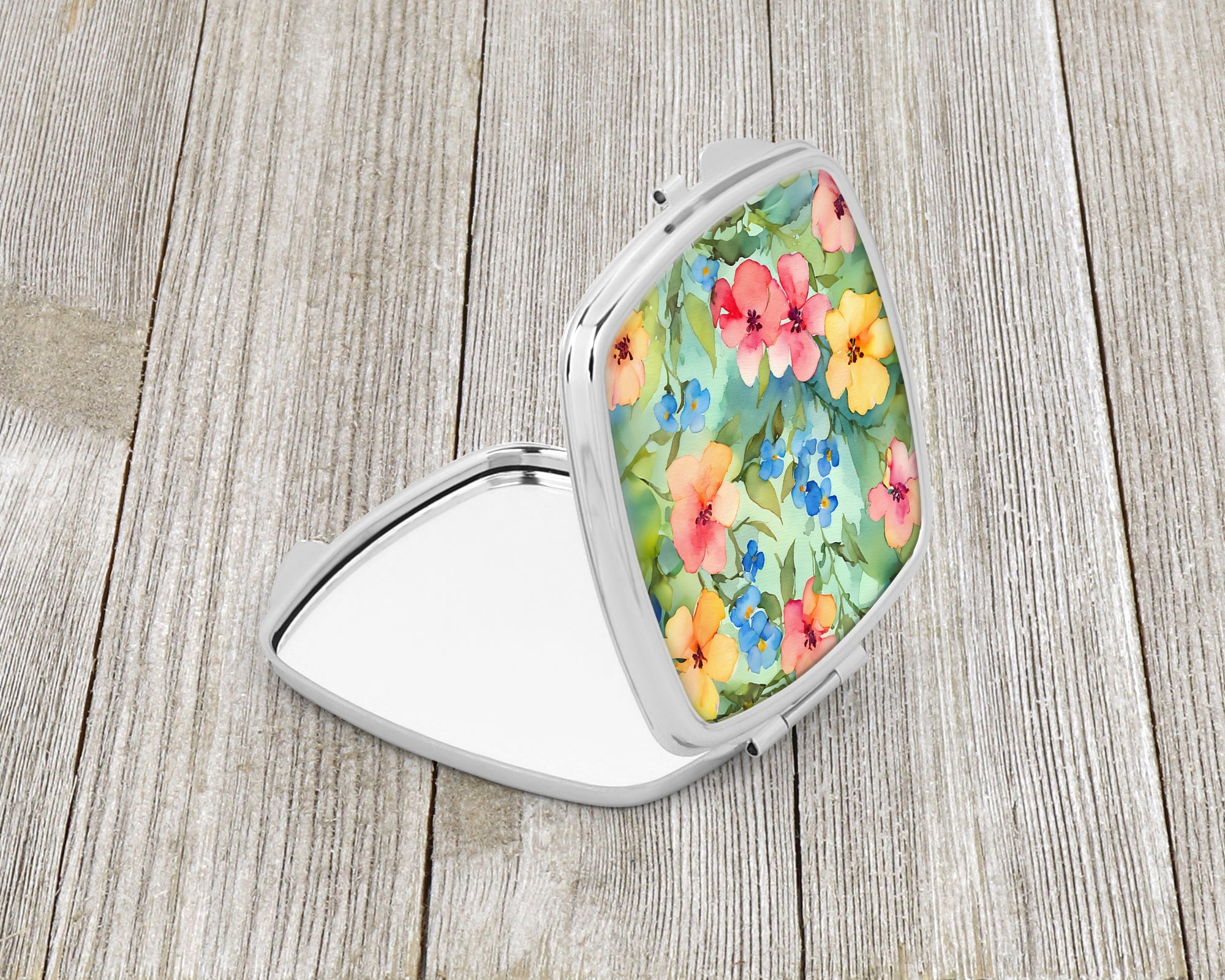 Alaska Forget-me-nots in Watercolor Compact Mirror Decorative Travel Makeup Mirror for Women Girls Gifts Pocket Makeup Mirror Folding Handheld