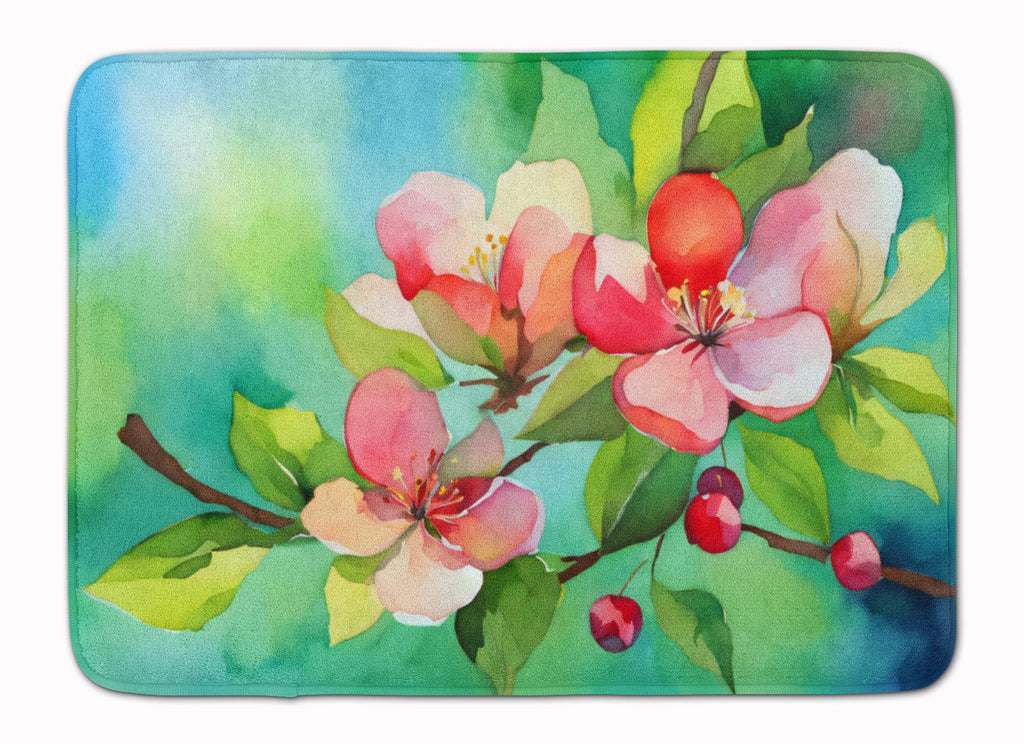 Arkansas Apple Blossom in Watercolor Memory Foam Kitchen Mat Machine Washable Anti-Fatigue Cushion Comfort Bath or Kitchen Rug
