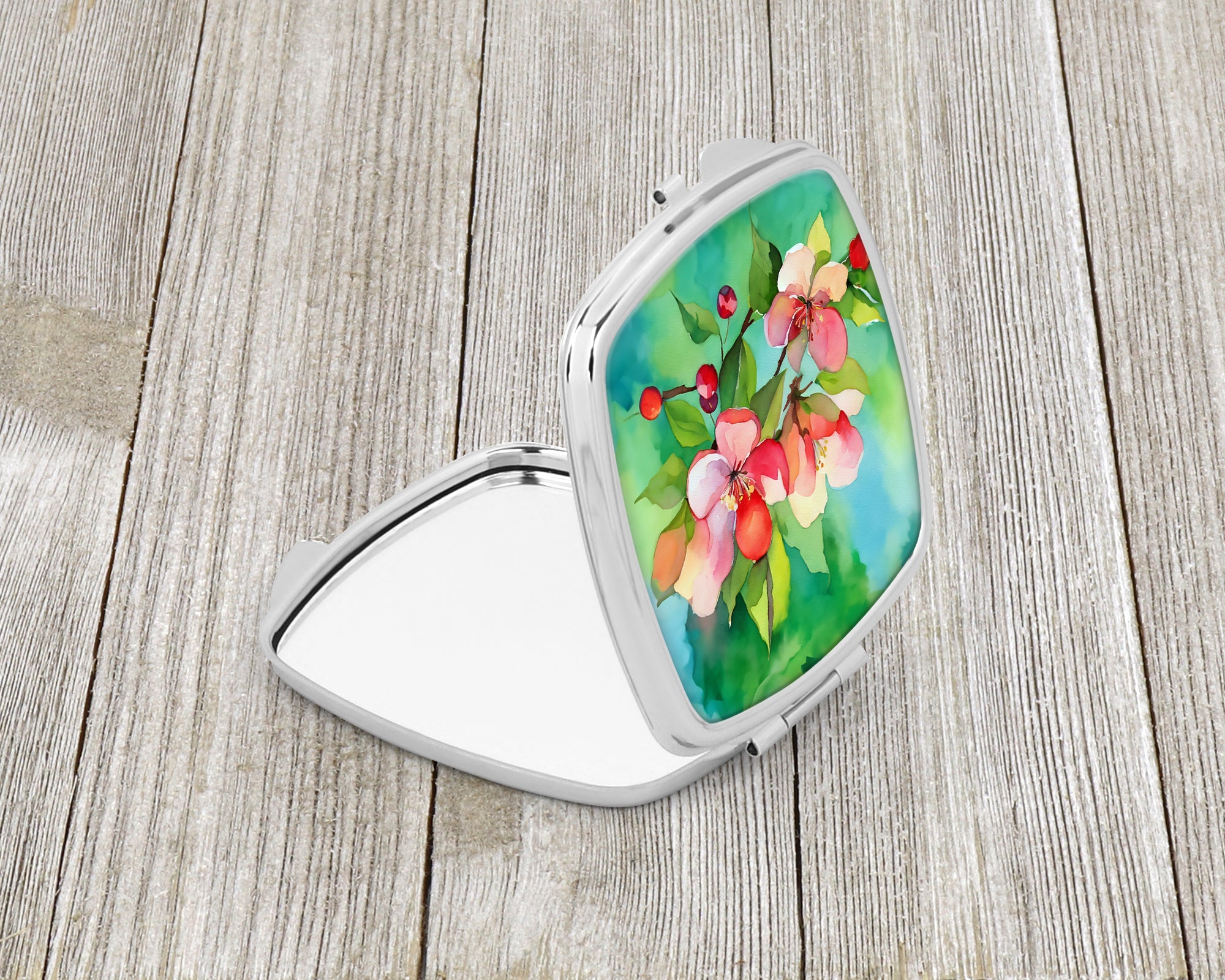 Arkansas Apple Blossom in Watercolor Compact Mirror Decorative Travel Makeup Mirror for Women Girls Gifts Pocket Makeup Mirror Folding Handheld