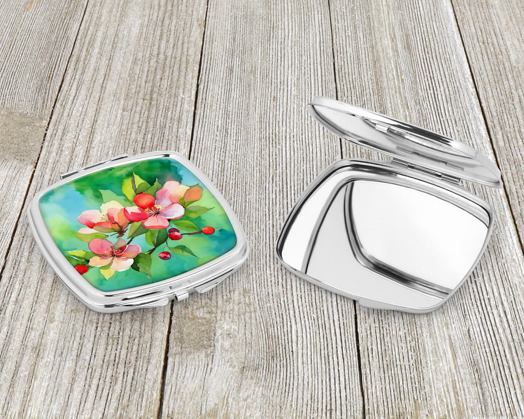 Arkansas Apple Blossom in Watercolor Compact Mirror Decorative Travel Makeup Mirror for Women Girls Gifts Pocket Makeup Mirror Folding Handheld