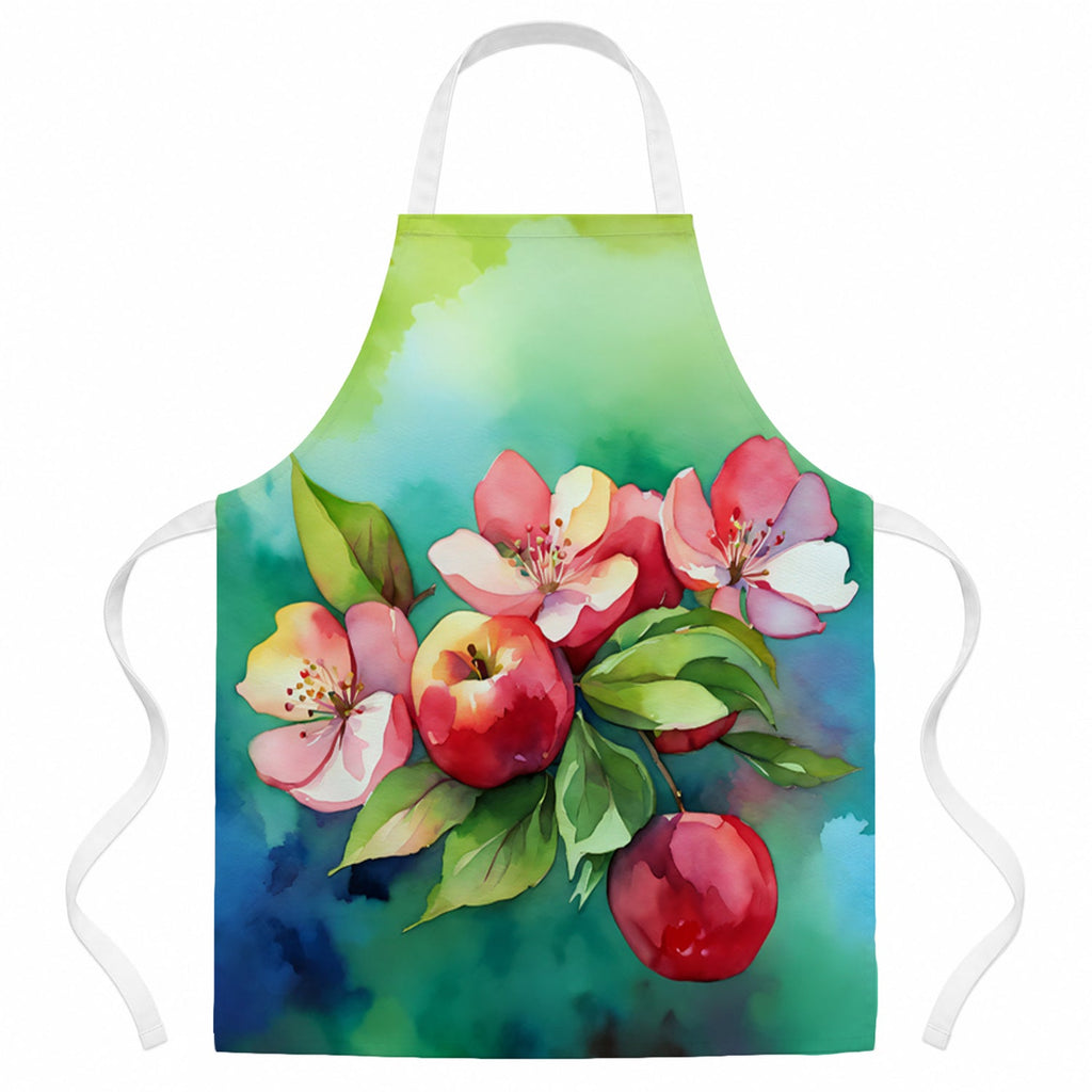 Arkansas Apple Blossom in Watercolor Apron Cooking Kitchen Server Baking Crafts Gardening for Adult Women Men, Unisex, Large, Multicolor