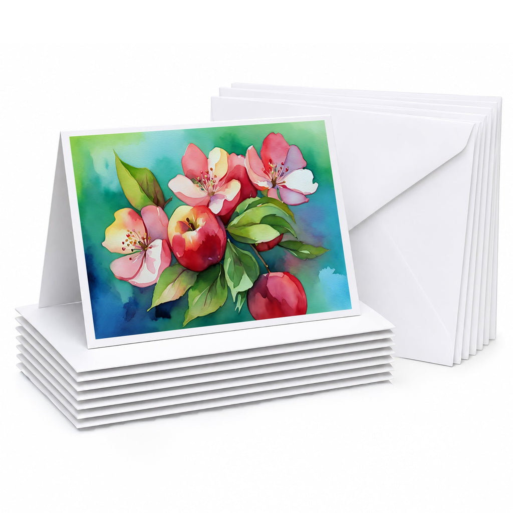 Arkansas Apple Blossom in Watercolor Greeting Cards Pack of 8 Blank Cards with Envelopes Whimsical A7 Size 5x7