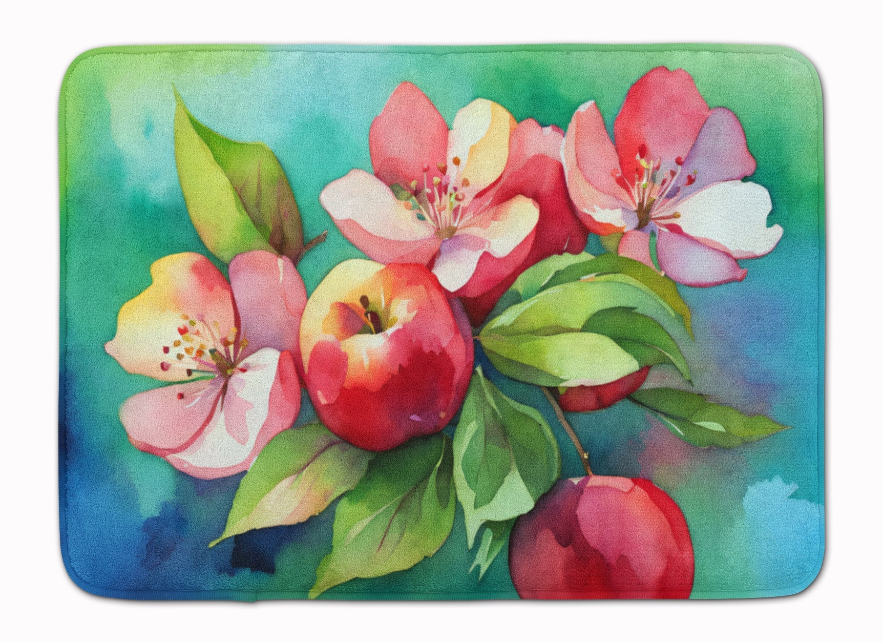 Arkansas Apple Blossom in Watercolor Memory Foam Kitchen Mat Machine Washable Anti-Fatigue Cushion Comfort Bath or Kitchen Rug