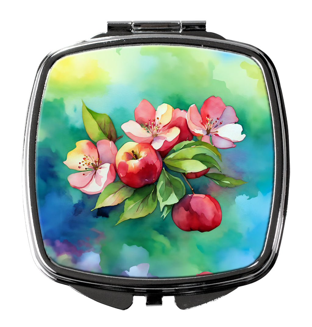 Arkansas Apple Blossom in Watercolor Compact Mirror Decorative Travel Makeup Mirror for Women Girls Gifts Pocket Makeup Mirror Folding Handheld