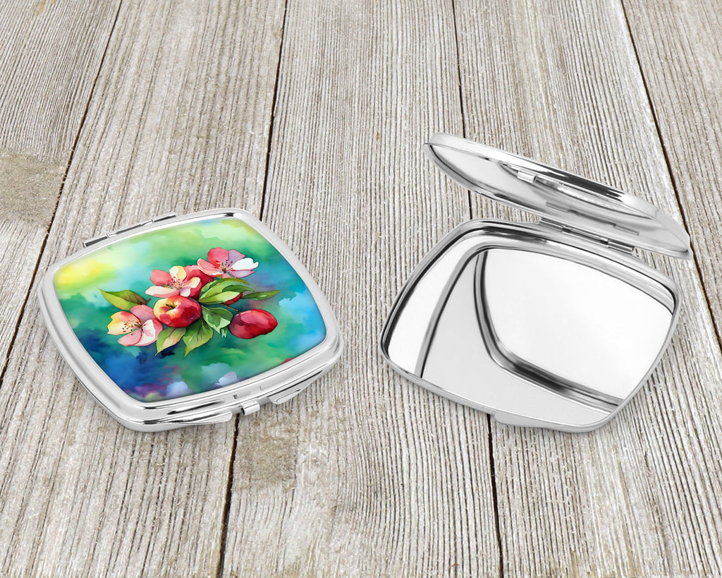Arkansas Apple Blossom in Watercolor Compact Mirror Decorative Travel Makeup Mirror for Women Girls Gifts Pocket Makeup Mirror Folding Handheld