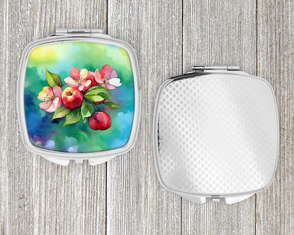 Arkansas Apple Blossom in Watercolor Compact Mirror Decorative Travel Makeup Mirror for Women Girls Gifts Pocket Makeup Mirror Folding Handheld