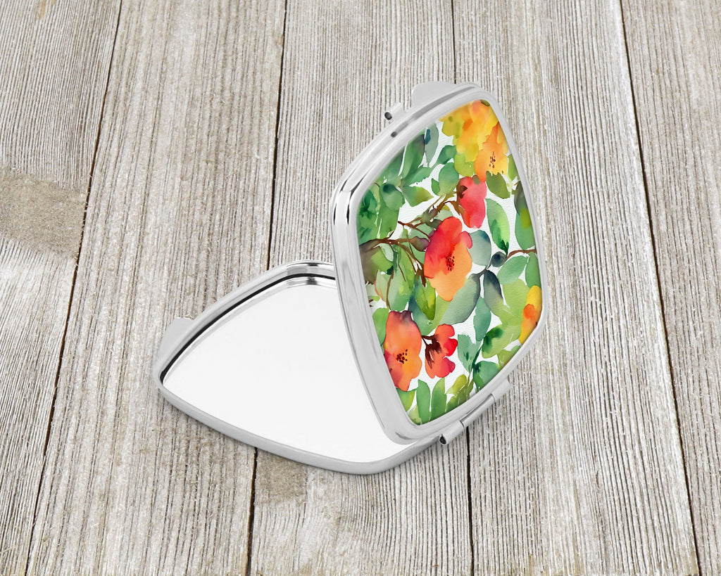 Connecticut Mountain Laurels in Watercolor Compact Mirror Decorative Travel Makeup Mirror for Women Girls Gifts Pocket Makeup Mirror Folding Handheld