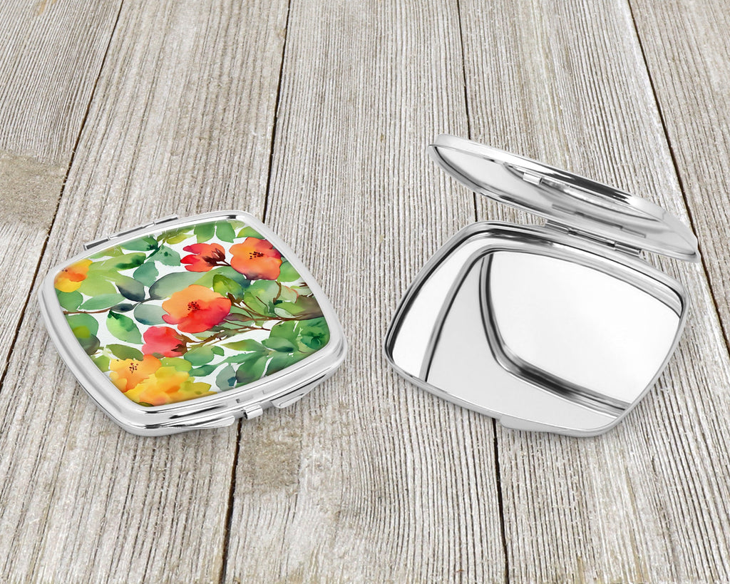 Connecticut Mountain Laurels in Watercolor Compact Mirror Decorative Travel Makeup Mirror for Women Girls Gifts Pocket Makeup Mirror Folding Handheld