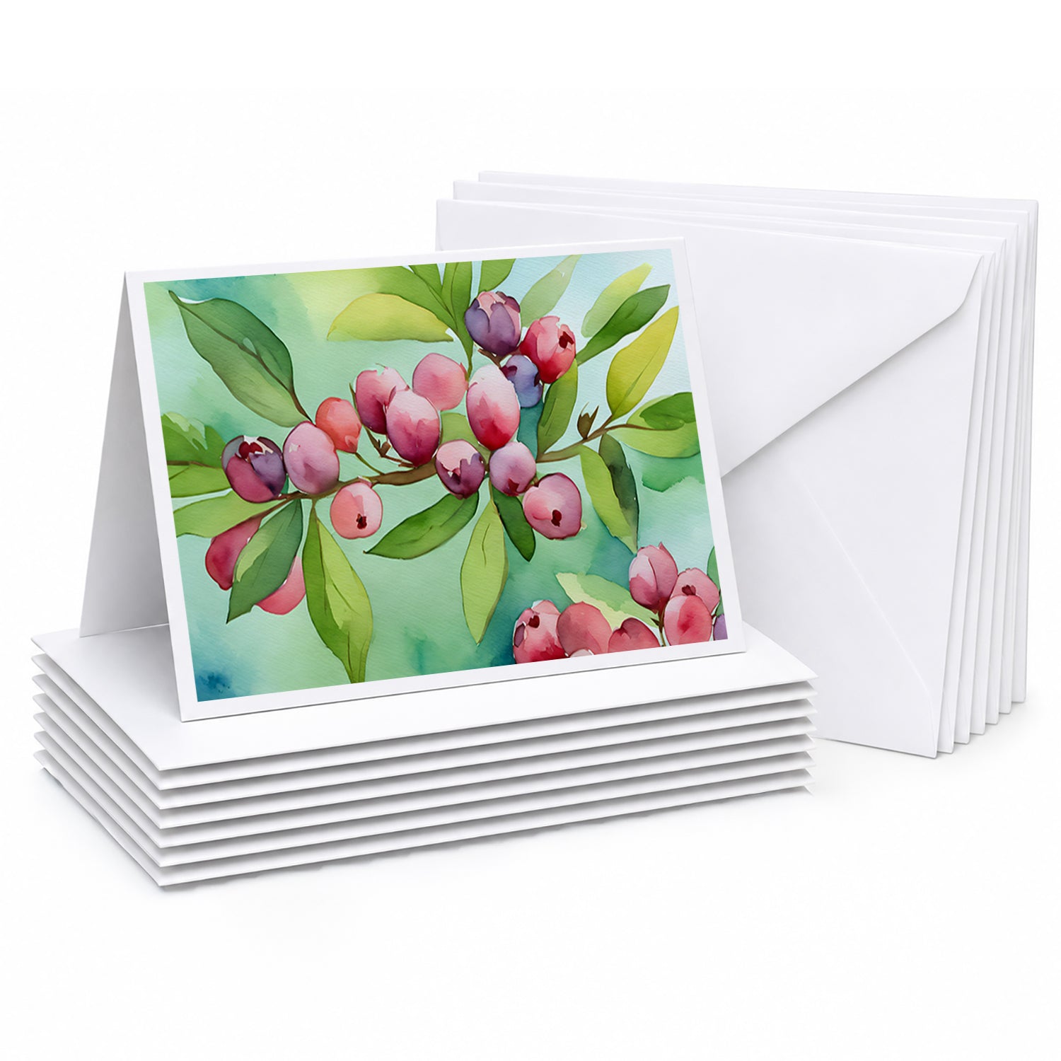Connecticut Mountain Laurels in Watercolor Greeting Cards Pack of 8 Blank Cards with Envelopes Whimsical A7 Size 5x7