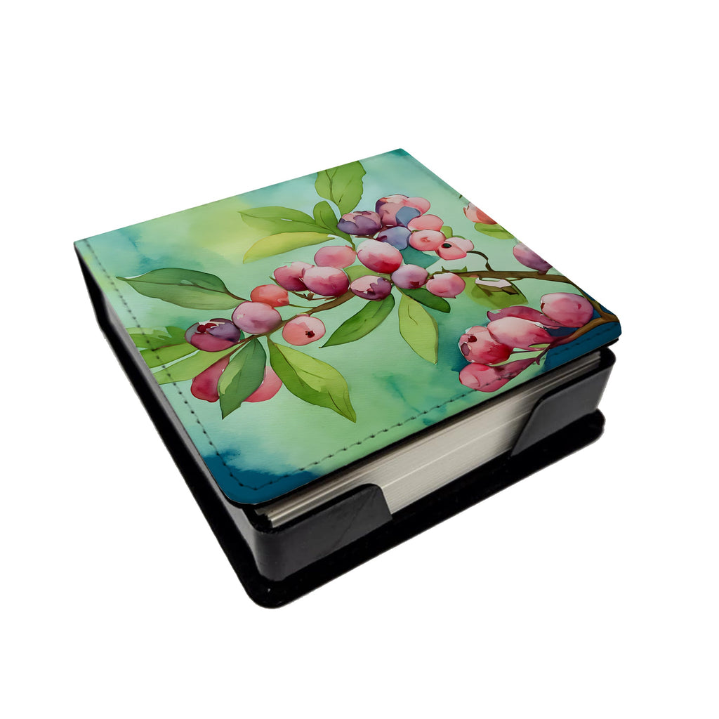 Connecticut Mountain Laurels in Watercolor PU Leather Note Paper Holder with Artist-Designed Cover, Desk Accessory, Office Gift