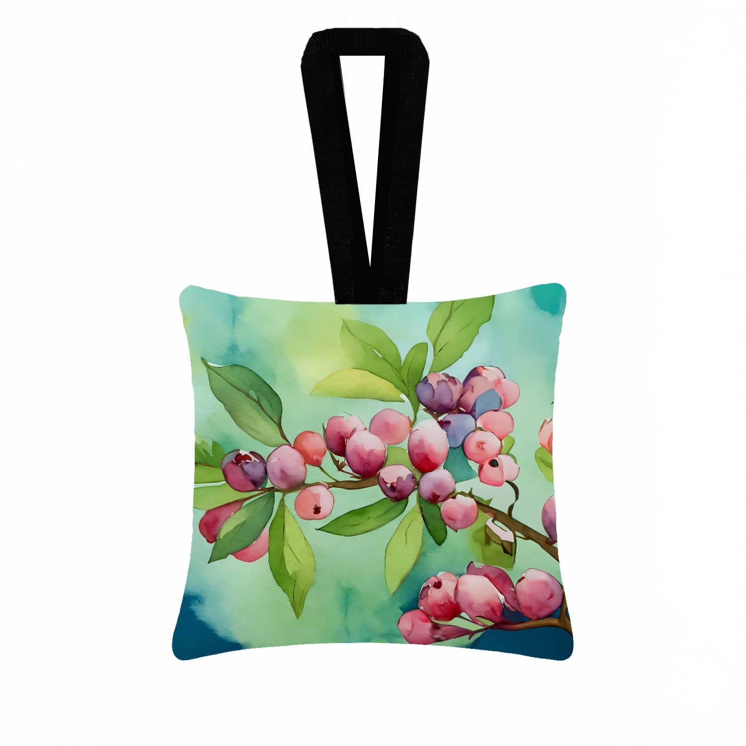 Connecticut Mountain Laurels in Watercolor Hanging Square Fabric Ornament 3.5 × 3.5 Decorative Door-Knob & Tree Hanger, Soft Fabric