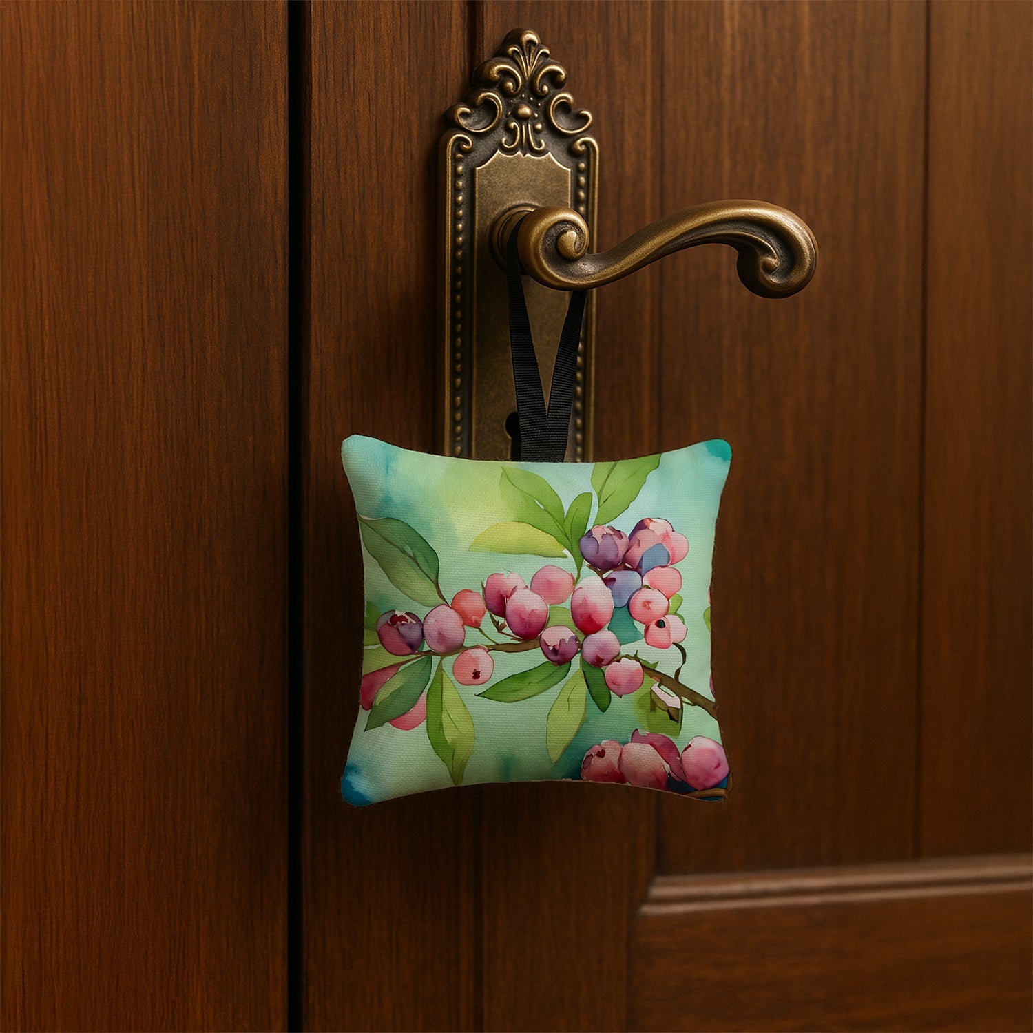 Connecticut Mountain Laurels in Watercolor Hanging Square Fabric Ornament 3.5 × 3.5 Decorative Door-Knob & Tree Hanger, Soft Fabric