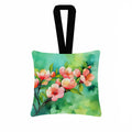 Delaware Peach Blossom in Watercolor Hanging Square Fabric Ornament 3.5 × 3.5 Decorative Door-Knob & Tree Hanger, Soft Fabric
