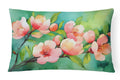 Delaware Peach Blossom in Watercolor Decorative Throw Pillow 12x16 Indoor Outdoor Accent Cushion, Fabric Cover with Insert for Sofa, Bed, Porch & Living Room