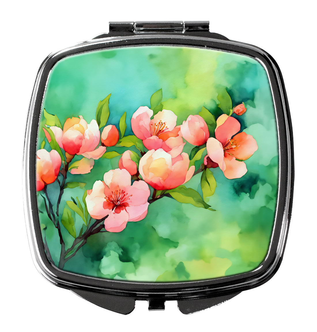 Delaware Peach Blossom in Watercolor Compact Mirror Decorative Travel Makeup Mirror for Women Girls Gifts Pocket Makeup Mirror Folding Handheld