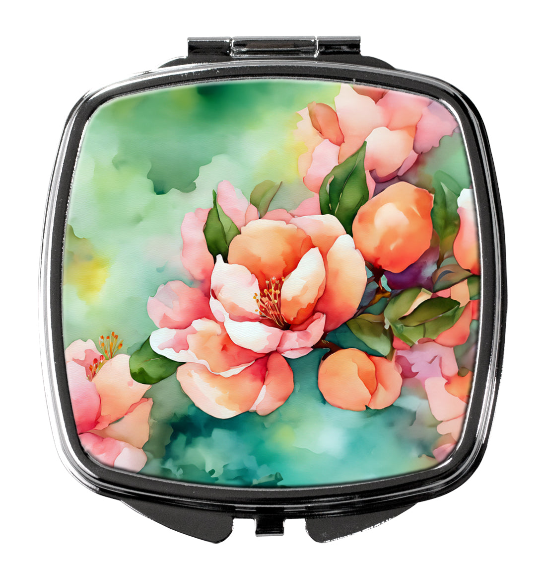 Delaware Peach Blossom in Watercolor Compact Mirror Decorative Travel Makeup Mirror for Women Girls Gifts Pocket Makeup Mirror Folding Handheld