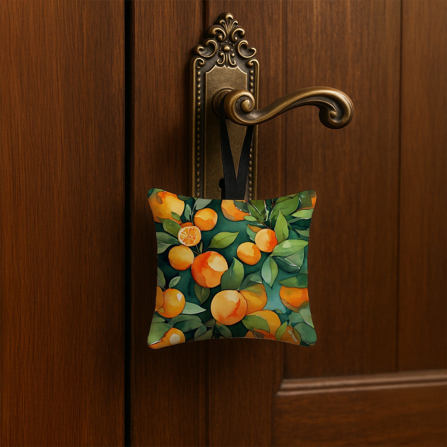Florida Orange Blossom in Watercolor Hanging Square Fabric Ornament 3.5 × 3.5 Decorative Door-Knob & Tree Hanger, Soft Fabric