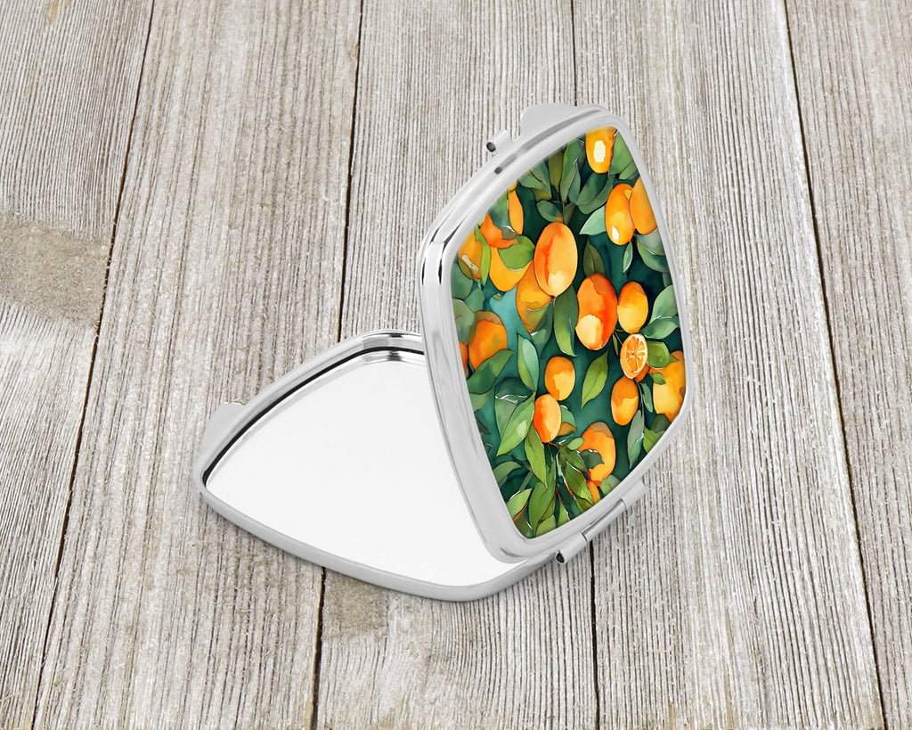 Florida Orange Blossom in Watercolor Compact Mirror Decorative Travel Makeup Mirror for Women Girls Gifts Pocket Makeup Mirror Folding Handheld