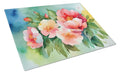 Georgia Cherokee Rose in Watercolor Cutting Board Tempered Glass Kitchen Cutting Surface, Heat Resistant Chopping, Non-Slip Feet, Food Prep & Serving