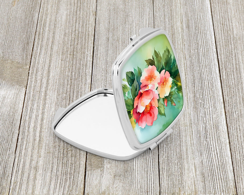 Georgia Cherokee Rose in Watercolor Compact Mirror Decorative Travel Makeup Mirror for Women Girls Gifts Pocket Makeup Mirror Folding Handheld