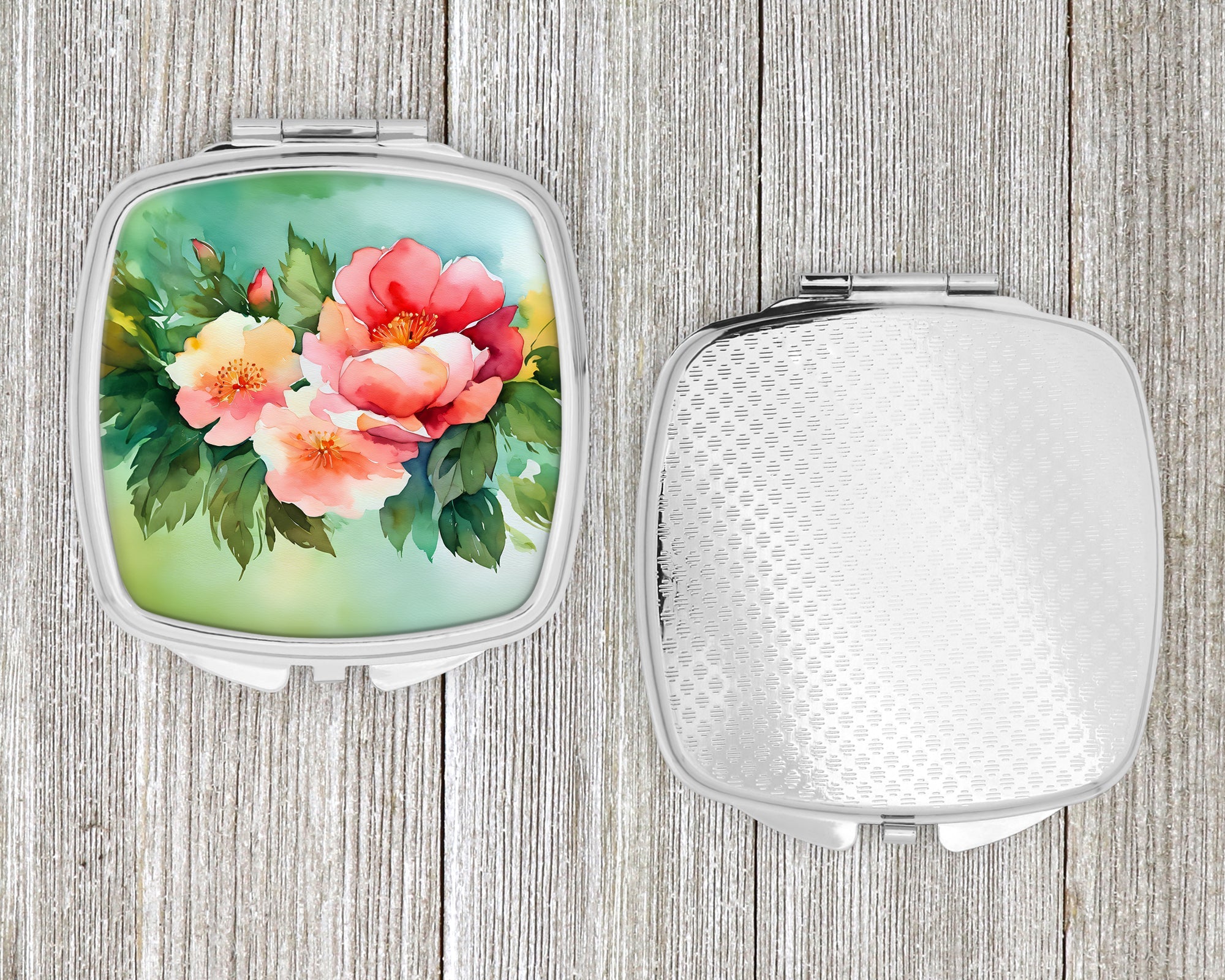 Georgia Cherokee Rose in Watercolor Compact Mirror Decorative Travel Makeup Mirror for Women Girls Gifts Pocket Makeup Mirror Folding Handheld