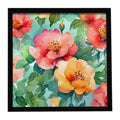 Georgia Cherokee Rose in Watercolor Framed Metal Print Bathroom, Kitchen, Office, Home Decor Wall Art Ready to Hang, Square, 8X8