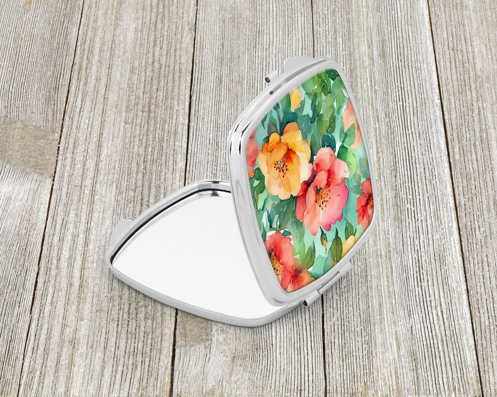 Georgia Cherokee Rose in Watercolor Compact Mirror Decorative Travel Makeup Mirror for Women Girls Gifts Pocket Makeup Mirror Folding Handheld