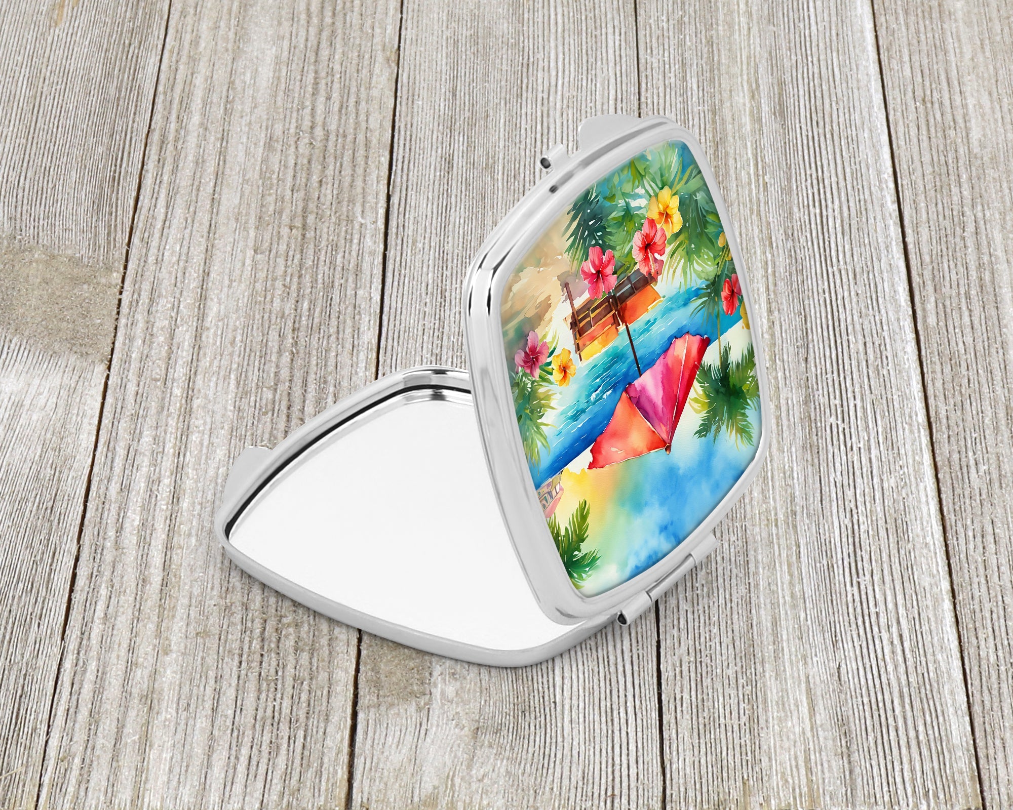 Hawaii Hawaiian Hibiscus in Watercolor Compact Mirror Decorative Travel Makeup Mirror for Women Girls Gifts Pocket Makeup Mirror Folding Handheld