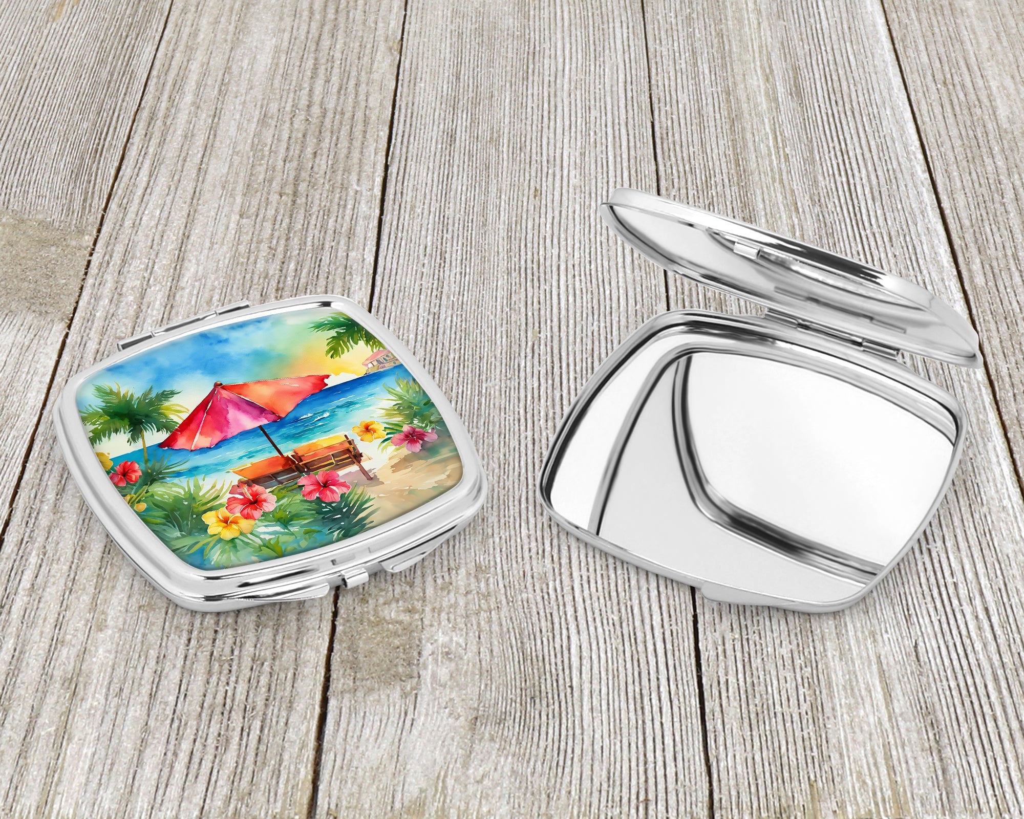 Hawaii Hawaiian Hibiscus in Watercolor Compact Mirror Decorative Travel Makeup Mirror for Women Girls Gifts Pocket Makeup Mirror Folding Handheld