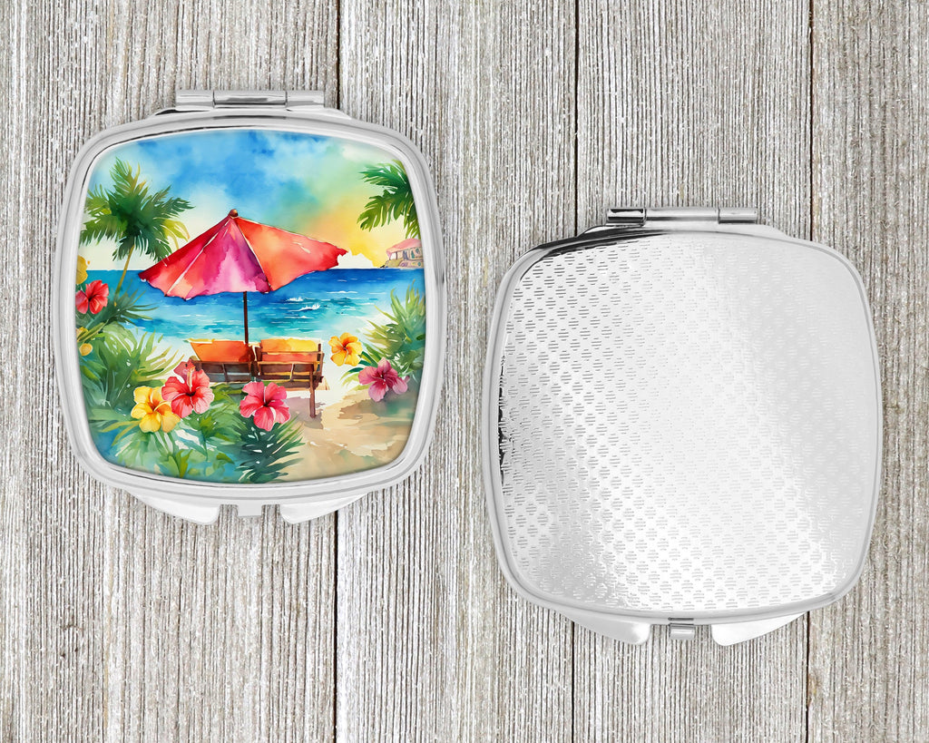 Hawaii Hawaiian Hibiscus in Watercolor Compact Mirror Decorative Travel Makeup Mirror for Women Girls Gifts Pocket Makeup Mirror Folding Handheld